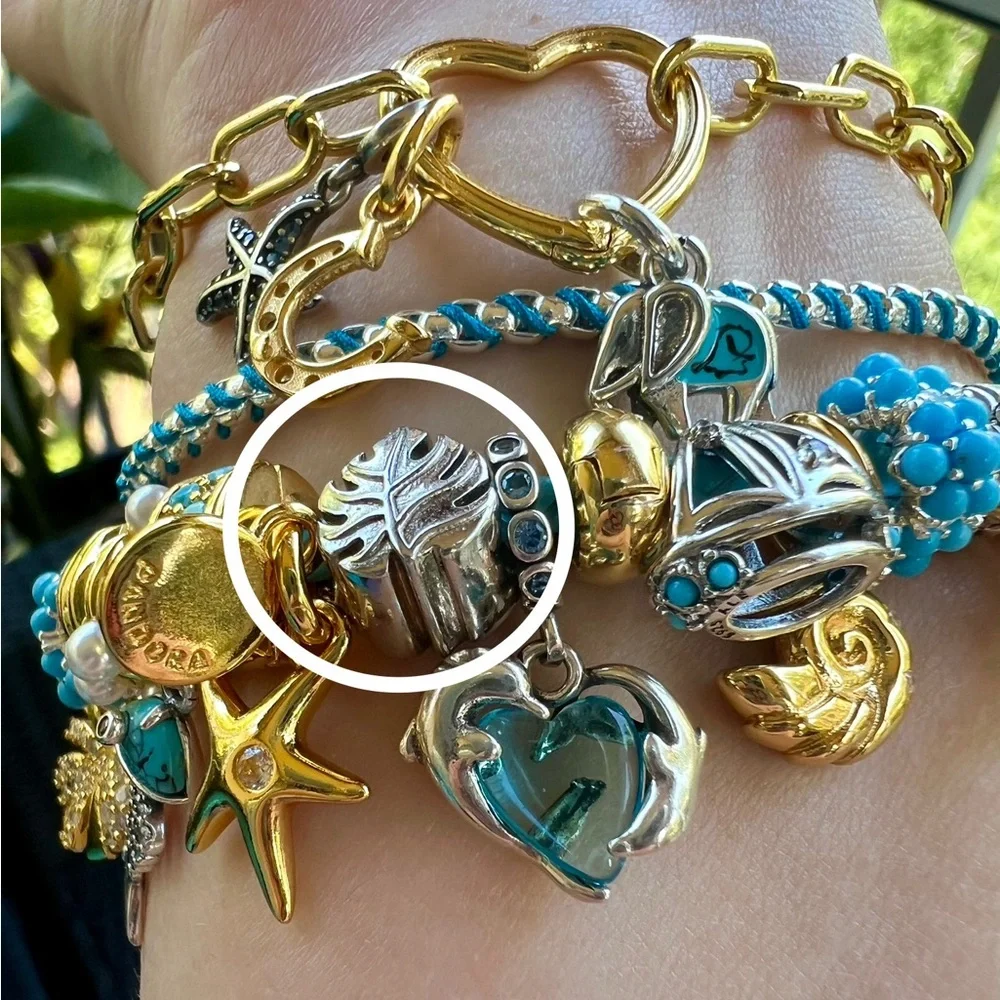 Monstera Leaf, European Charm for Bracelets S925